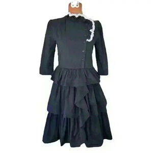 Ava & Lu Sz XS High Neck Dress Black Cotton WhimsyGoth Costume Halloween